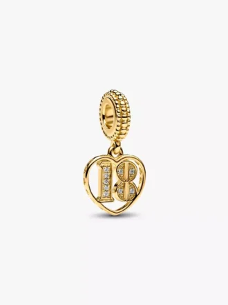 18th Celebration Dangle Charm, 14-karätig vergoldet