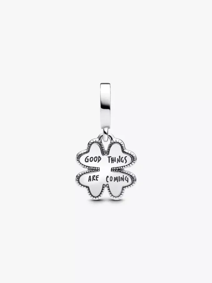 2025 Vierblättriges Kleeblatt-Dangle Charm mit im Labor gezüchtetem Diamanten, 0,009 ct insgesamt, Sterlingsilber, 14-karätige Vergoldung 2025 Vierblättriges Kleeblatt-Dangle Charm mit im Labor gezüchtetem Diamanten, 0,009 ct insgesamt, Sterlingsilber, 14-karätige Vergoldung