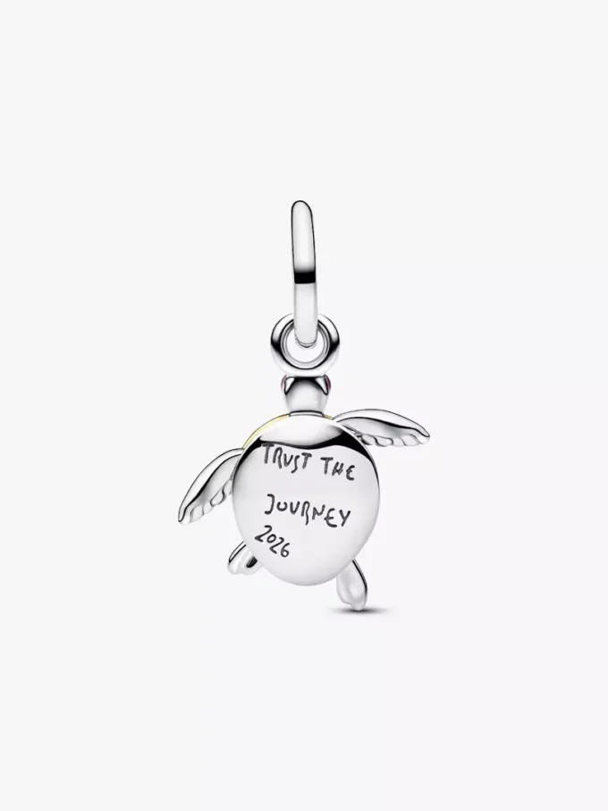 2026 Dangle Charm mit rosa Meeresschildkröte und im Labor gezüchtetem Diamanten, 0,007 ct insgesamt, Sterlingsilber, 14-karätige Vergoldung 2026 Dangle Charm mit rosa Meeresschildkröte und im Labor gezüchtetem Diamanten, 0,007 ct insgesamt, Sterlingsilber, 14-karätige Vergoldung