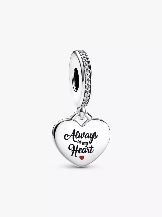 „Always in my heart“-Dangle Charm aus Sterlingsilber „Always in my heart“-Dangle Charm aus Sterlingsilber