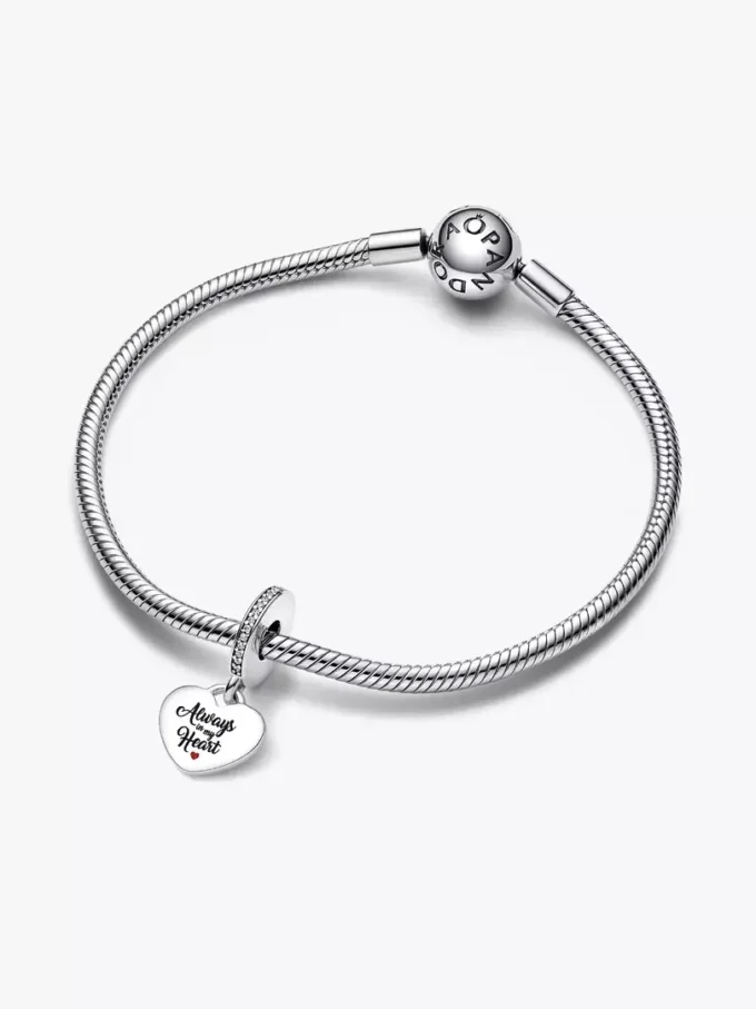 „Always in my heart“-Dangle Charm aus Sterlingsilber „Always in my heart“-Dangle Charm aus Sterlingsilber