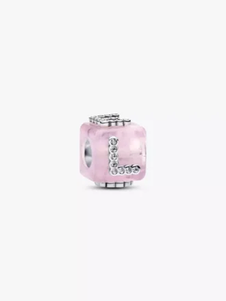 Anhänger „Liebeswürfel“ aus rosa Murano Glass und Sterlingsilber