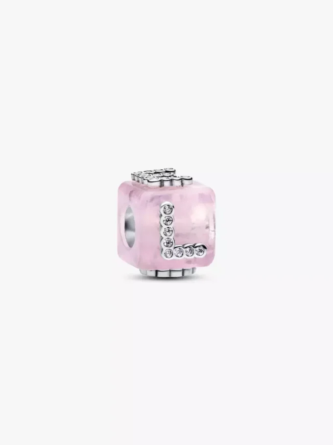 Anhänger „Liebeswürfel“ aus rosa Murano Glass und Sterlingsilber Anhänger „Liebeswürfel“ aus rosa Murano Glass und Sterlingsilber