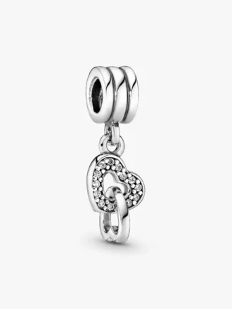 Anhänger mit ineinander verschlungenen Herzen als Dangle Charm aus Sterlingsilber