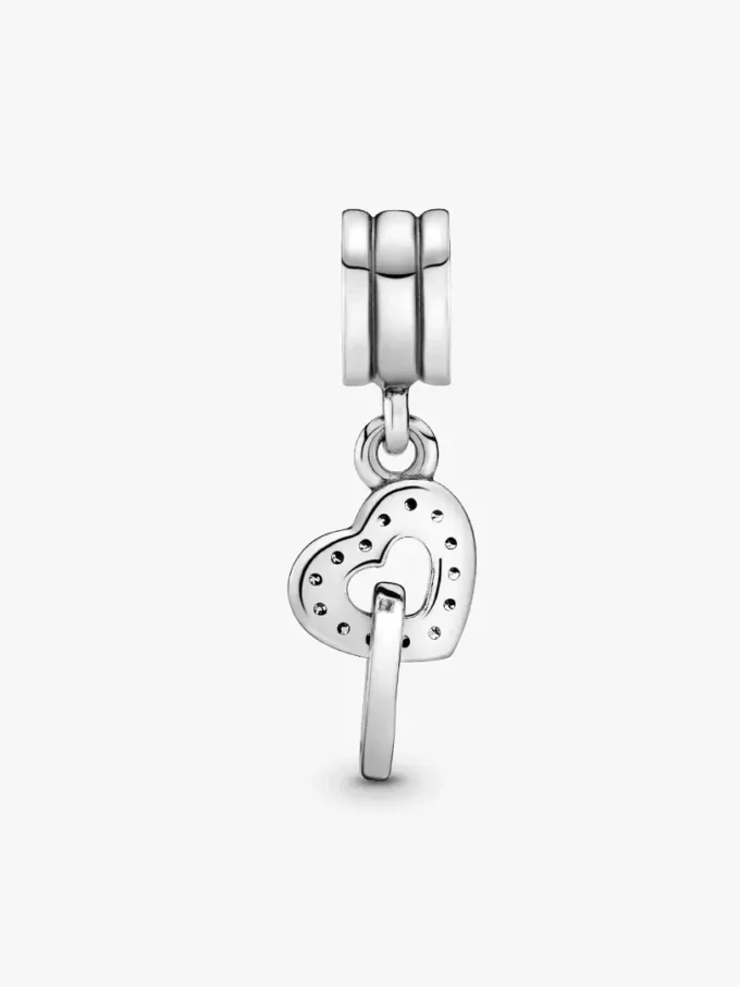 Anhänger mit ineinander verschlungenen Herzen als Dangle Charm aus Sterlingsilber