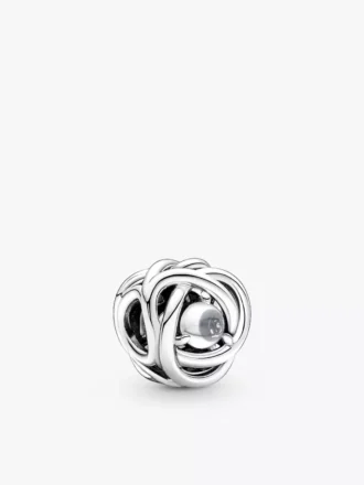 April Clear Eternity Circle Charm aus Sterlingsilber