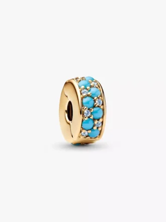 Aquablauer Clip Charm, 14 Karat vergoldet