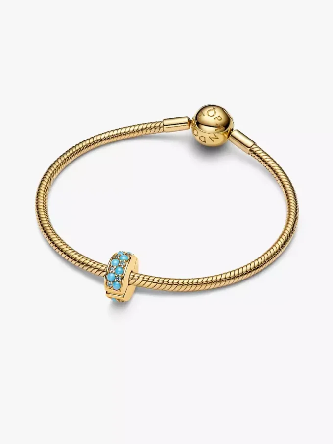 Aquablauer Clip Charm, 14 Karat vergoldet Aquablauer Clip Charm, 14 Karat vergoldet