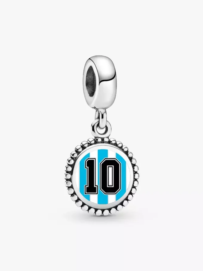 Argentinien #10 Fußball-Charm aus Sterlingsilber Argentinien #10 Fußball-Charm aus Sterlingsilber