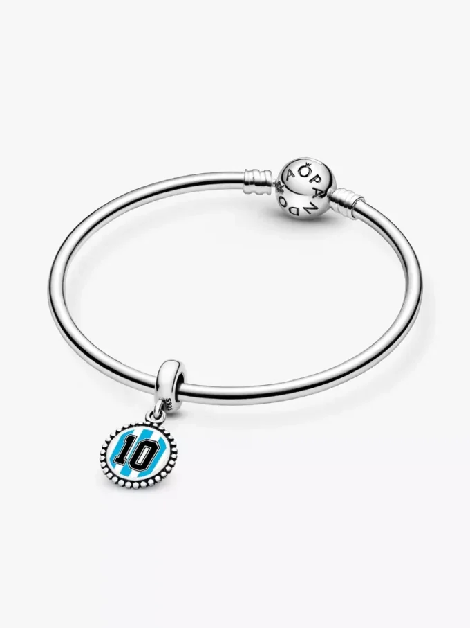 Argentinien #10 Fußball-Charm aus Sterlingsilber Argentinien #10 Fußball-Charm aus Sterlingsilber