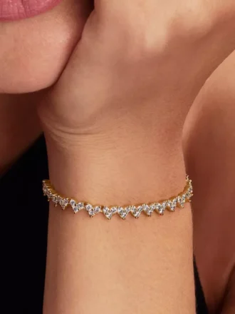 Armband mit dreifachem Steinhart 14-karätige Vergoldung Armband mit dreifachem Steinhart 14-karätige Vergoldung