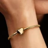 Armband mit facettierter Snake Chain und Herzverschluss, 14-karätig vergoldet Armband mit facettierter Snake Chain und Herzverschluss, 14-karätig vergoldet
