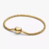 Armband mit facettierter Snake Chain und Herzverschluss, 14-karätig vergoldet Armband mit facettierter Snake Chain und Herzverschluss, 14-karätig vergoldet