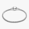 Armband mit facettierter Snake Chain und Herzverschluss aus Sterlingsilber Armband mit facettierter Snake Chain und Herzverschluss aus Sterlingsilber