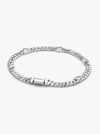 Armband mit Herz-Cuban-Kette aus Sterlingsilber Armband mit Herz-Cuban-Kette aus Sterlingsilber
