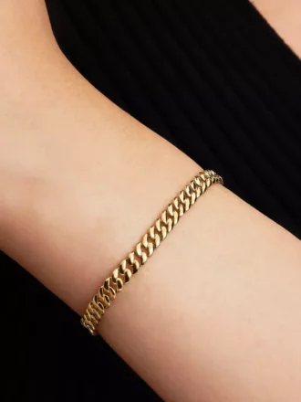 Armband mit kubanischer Kette, 14-karätig vergoldet Armband mit kubanischer Kette, 14-karätig vergoldet