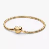 Armband mit Snake Chain und Herzverschluss, 14 Karat vergoldet Armband mit Snake Chain und Herzverschluss, 14 Karat vergoldet
