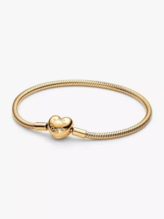 Armband mit Snake Chain und Herzverschluss, 14 Karat vergoldet Armband mit Snake Chain und Herzverschluss, 14 Karat vergoldet