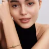 Armband mit Snake Chain und Herzverschluss, 14 Karat vergoldet Armband mit Snake Chain und Herzverschluss, 14 Karat vergoldet