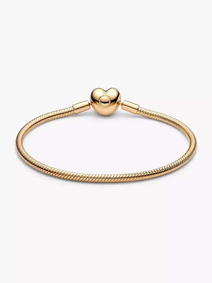 Armband mit Snake Chain und Herzverschluss, 14 Karat vergoldet Armband mit Snake Chain und Herzverschluss, 14 Karat vergoldet