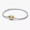 Snake Chain-Armband mit Herzverschluss aus Sterlingsilber, 14-karätig vergoldet Snake Chain-Armband mit Herzverschluss aus Sterlingsilber, 14-karätig vergoldet
