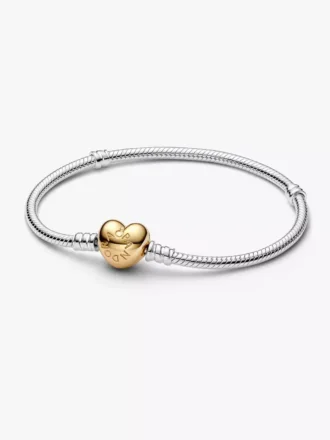Snake Chain-Armband mit Herzverschluss aus Sterlingsilber, 14-karätig vergoldet Snake Chain-Armband mit Herzverschluss aus Sterlingsilber, 14-karätig vergoldet