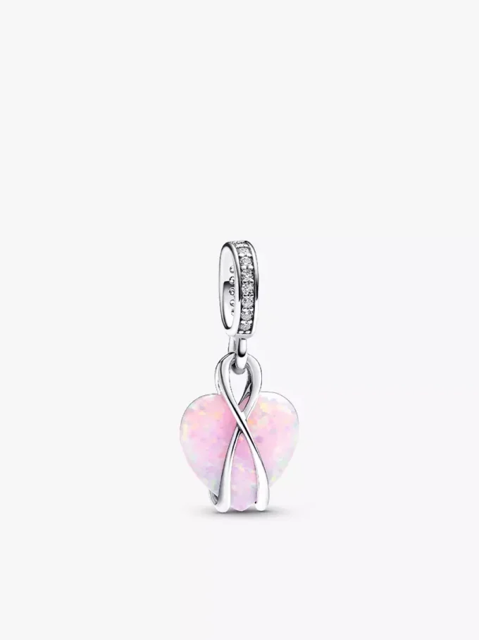 Armband-Set mit opalisierendem Herz-Dangle Charm für Mütter, 2er-Set Armband-Set mit opalisierendem Herz-Dangle Charm für Mütter, 2er-Set
