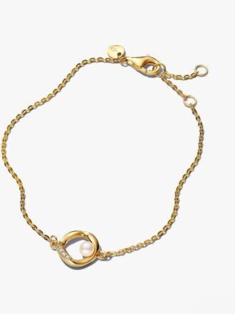 Armbänder mit organisch geformtem Pavé-Kreis und behandelter Süßwasser-Zuchtperle – 14-karätige Vergoldung Armbänder mit organisch geformtem Pavé-Kreis und behandelter Süßwasser-Zuchtperle – 14-karätige Vergoldung