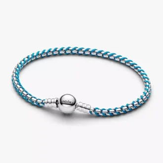 Armband mit blauer Kordel und Snake Chain aus Sterlingsilber Armband mit blauer Kordel und Snake Chain aus Sterlingsilber