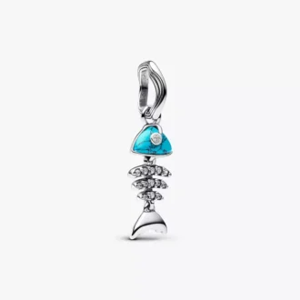Türkisfarbener Fischgräten-Dangle Charm aus Sterlingsilber Türkisfarbener Fischgräten-Dangle Charm aus Sterlingsilber
