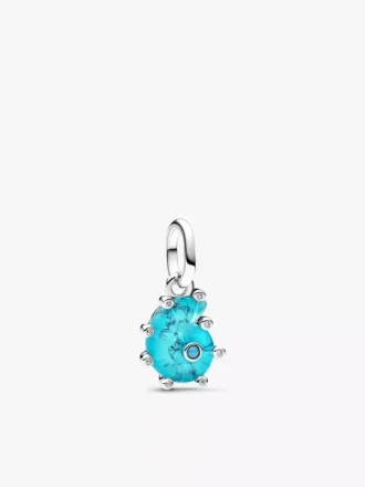 Dangle Charm aus blauem Murano Glass in Form einer Meeresschnecke, Sterlingsilber