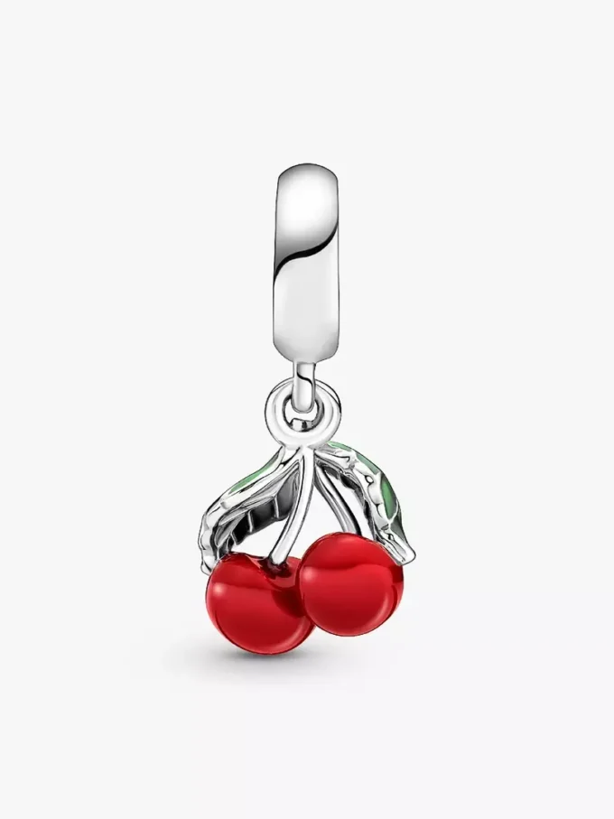 Asymmetrischer Dangle Charm mit Kirschen aus Sterlingsilber Asymmetrischer Dangle Charm mit Kirschen aus Sterlingsilber