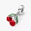 Asymmetrischer Dangle Charm mit Kirschen aus Sterlingsilber Asymmetrischer Dangle Charm mit Kirschen aus Sterlingsilber