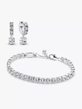 Auffälliges, funkelndes Tennis-Armband- und Ohrring-Set (2er-Set) Auffälliges, funkelndes Tennis-Armband- und Ohrring-Set (2er-Set)