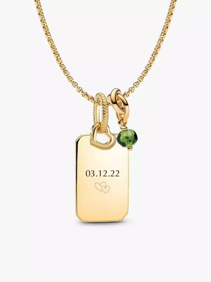 August-Set mit gravierbaren Dangle Charms, 3er-Set