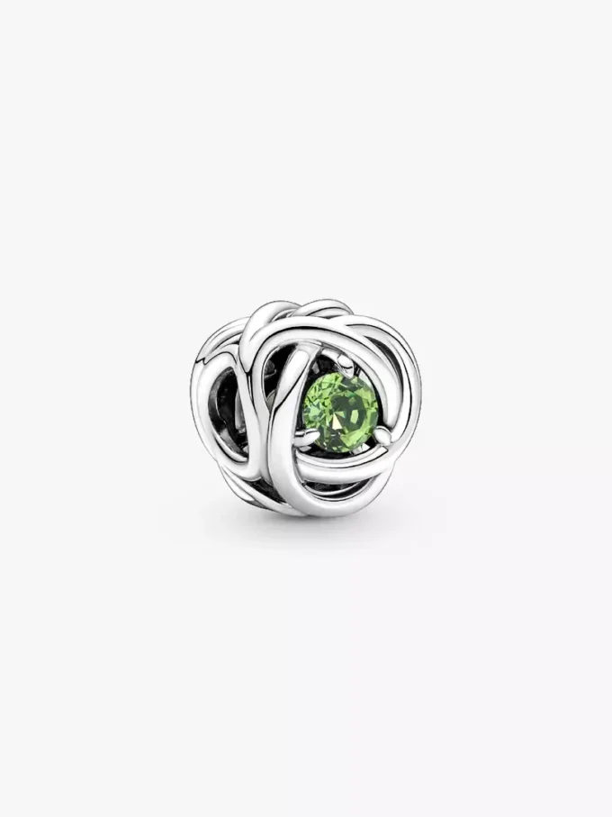 August Spring Green Eternity Circle Charm aus Sterlingsilber
