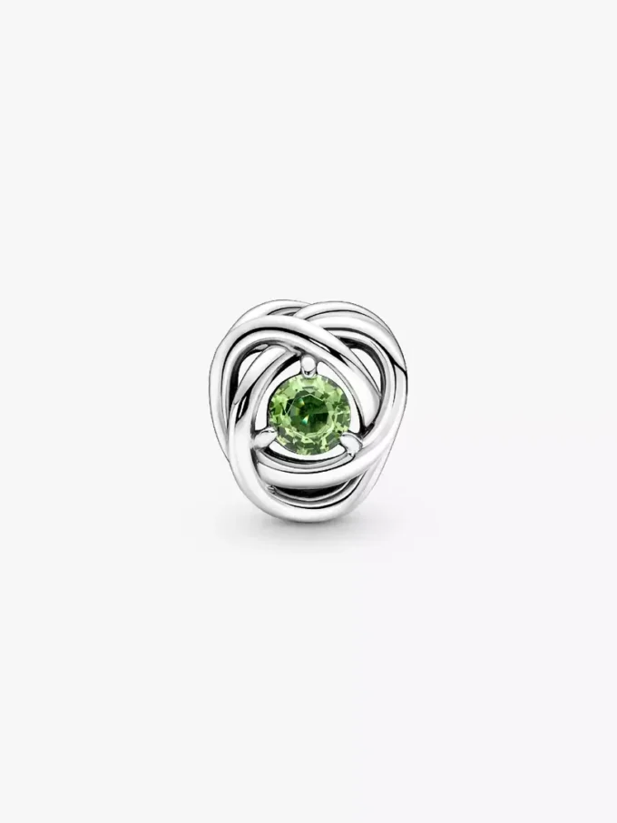 August Spring Green Eternity Circle Charm aus Sterlingsilber