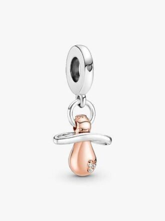 Baby-Schnuller-Dangle Charm – Sterlingsilber, 14 Karat Roségold-Beschichtung