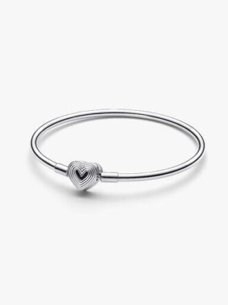 Bangle mit strahlendem Herzverschluss – Sterlingsilber