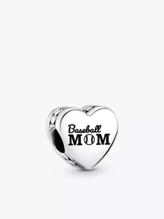 Baseball-Mom-Herz-Charm aus Sterlingsilber