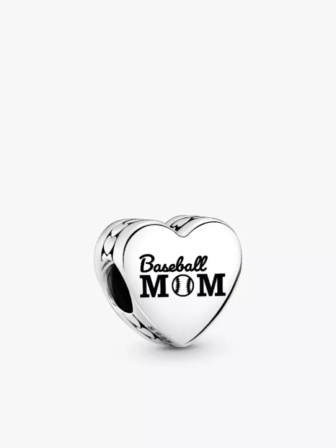 Baseball-Mom-Herz-Charm aus Sterlingsilber Baseball-Mom-Herz-Charm aus Sterlingsilber