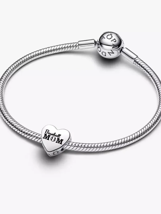 Baseball-Mom-Herz-Charm aus Sterlingsilber Baseball-Mom-Herz-Charm aus Sterlingsilber