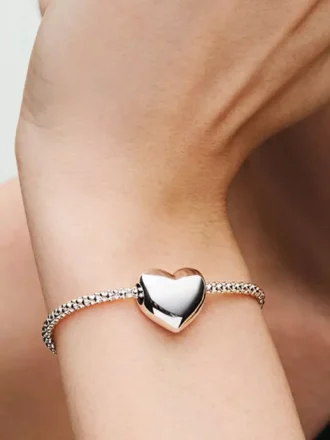 „Be Love“ gravierbarer großer Herz-Charm aus Sterlingsilber