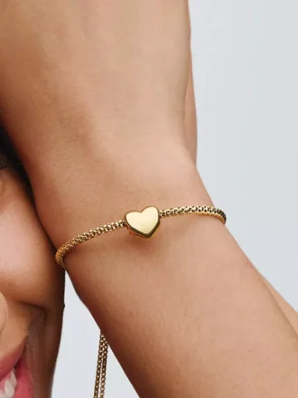 „Be love“ gravierbarer Herz-Charm, 14-karätig vergoldet