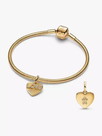 „Be Love“ gravierbares goldenes Herz-Charm-Armband-Set, 2er-Set