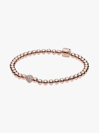 Beads & Pavé Armband – 14 Karat Roségold-Beschichtung
