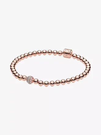 Beads & Pavé-Armband, 14 Karat Roségold-Beschichtung