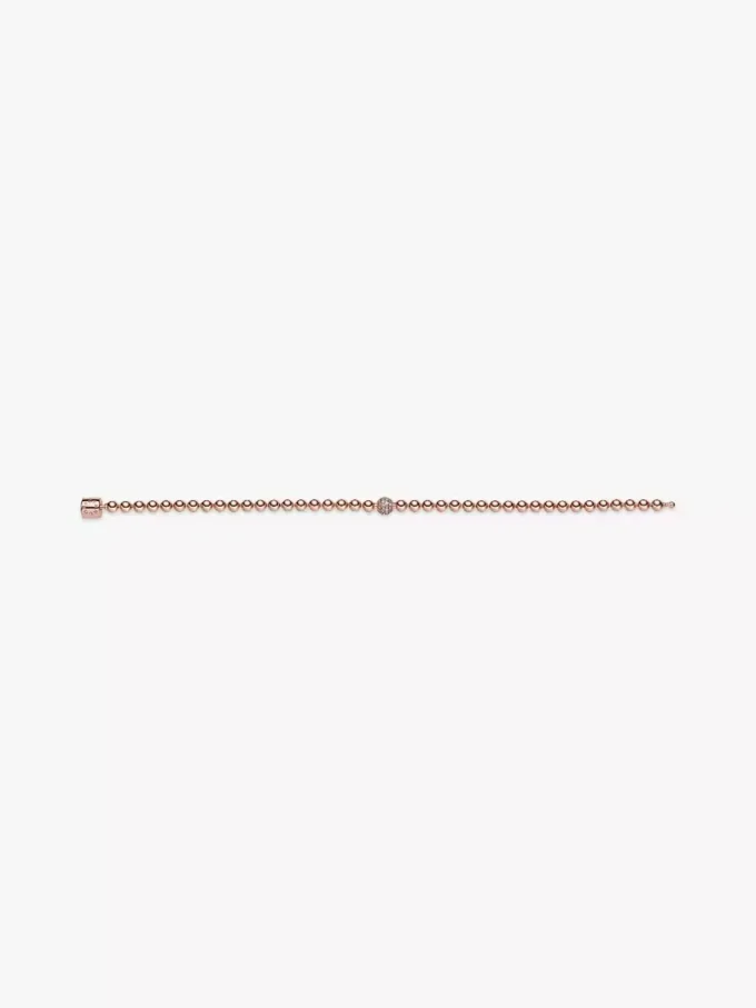 Beads & Pavé-Armband, 14 Karat Roségold-Beschichtung