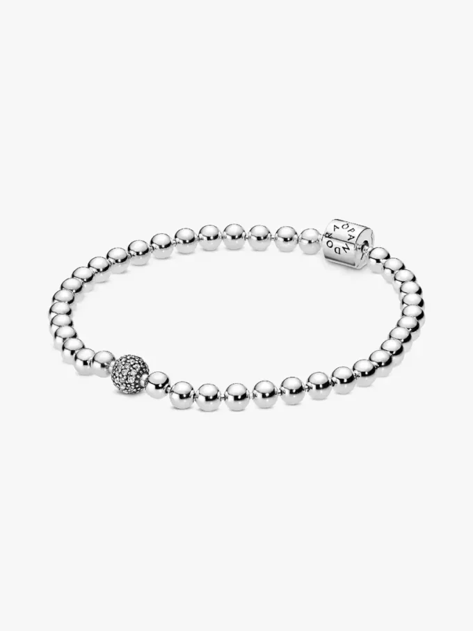 Beads & Pavé-Armband aus Sterlingsilber