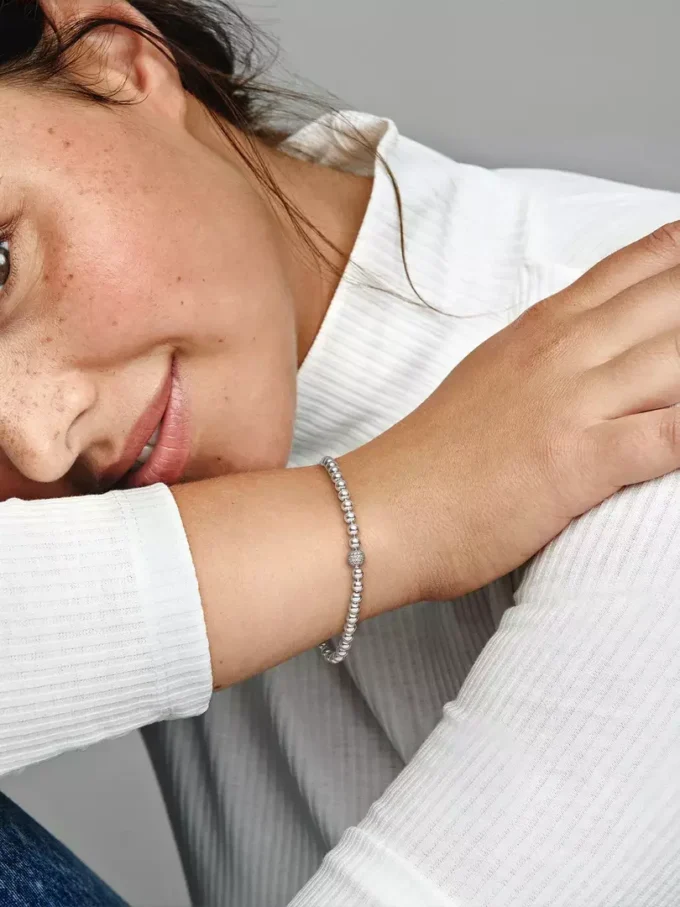 Beads & Pavé-Armband aus Sterlingsilber